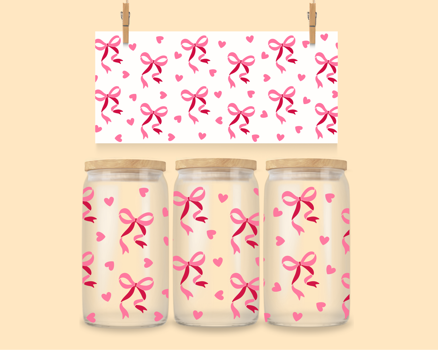 16oz UVDTF Wrap Pink Bow