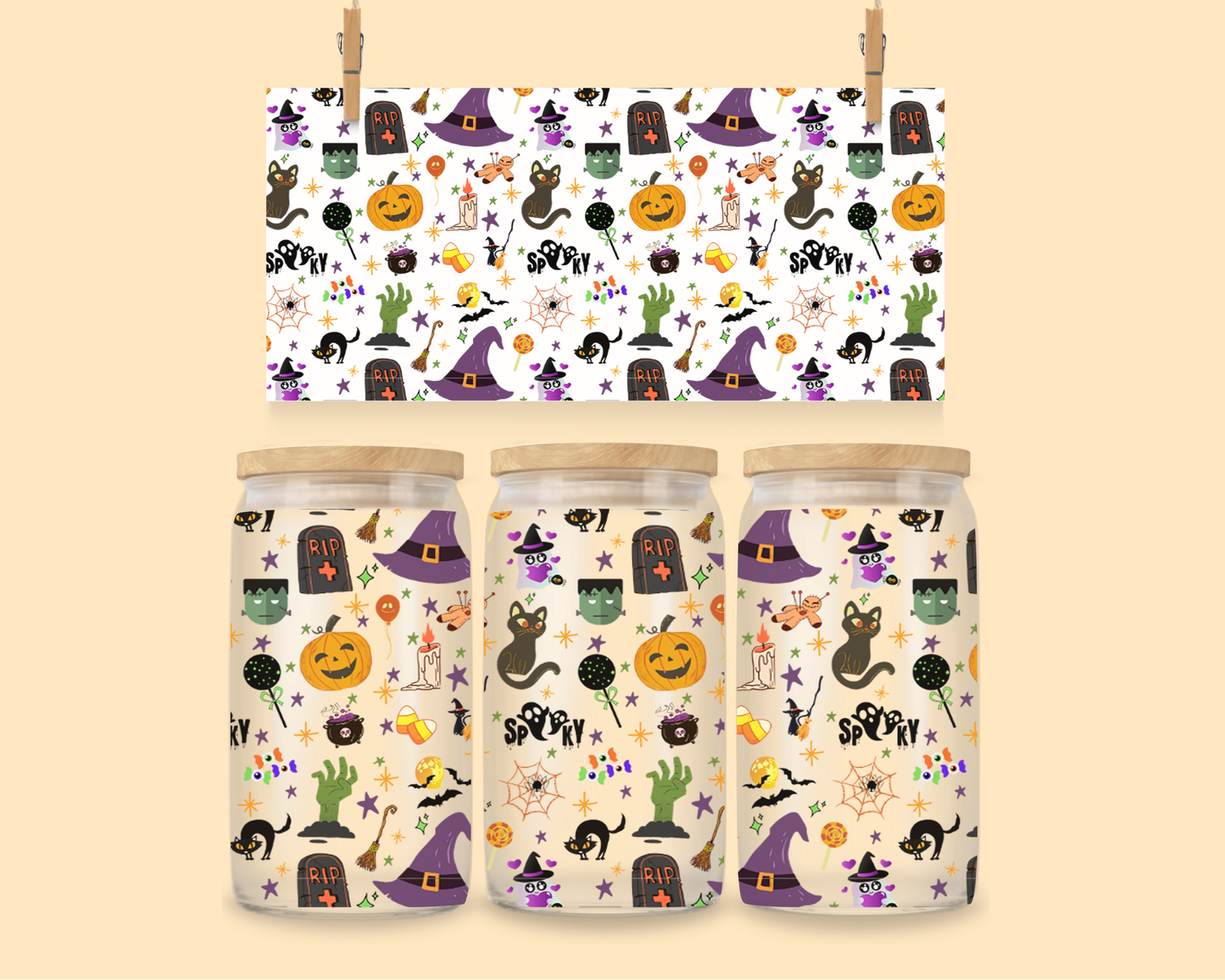 16oz UVDTF Halloween Themed