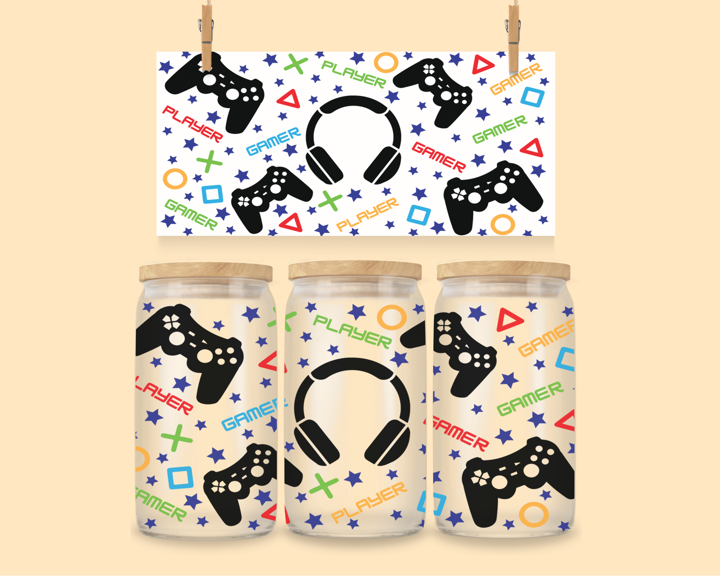 16oz UVDTF Wrap Gamer Controller