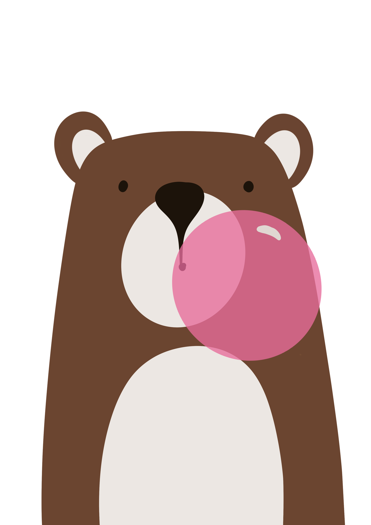 Wall Art Print Bear Blowing Bubble Gum
