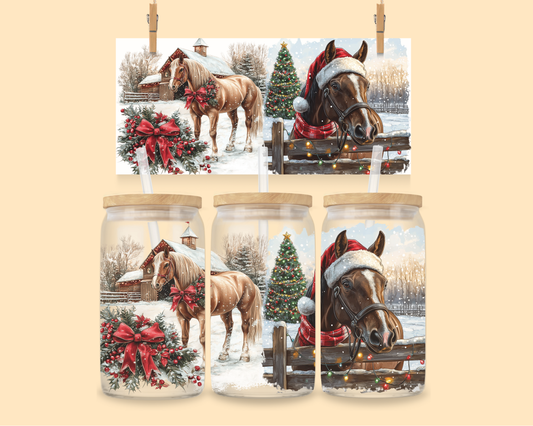 16oz UVDTF Christmas Horses