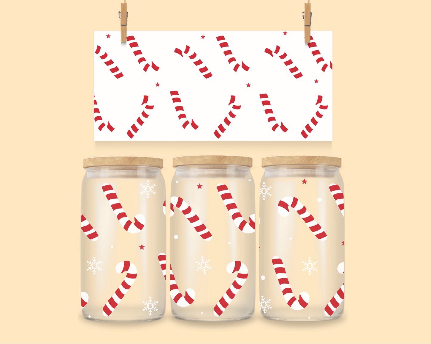 16oz UVDTF Candy Cane