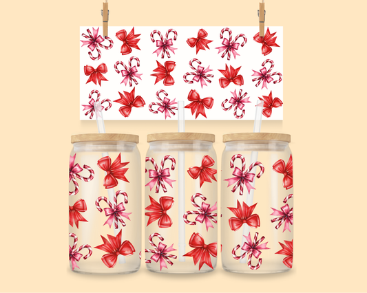 16oz UVDTF Candy Cane & Bows
