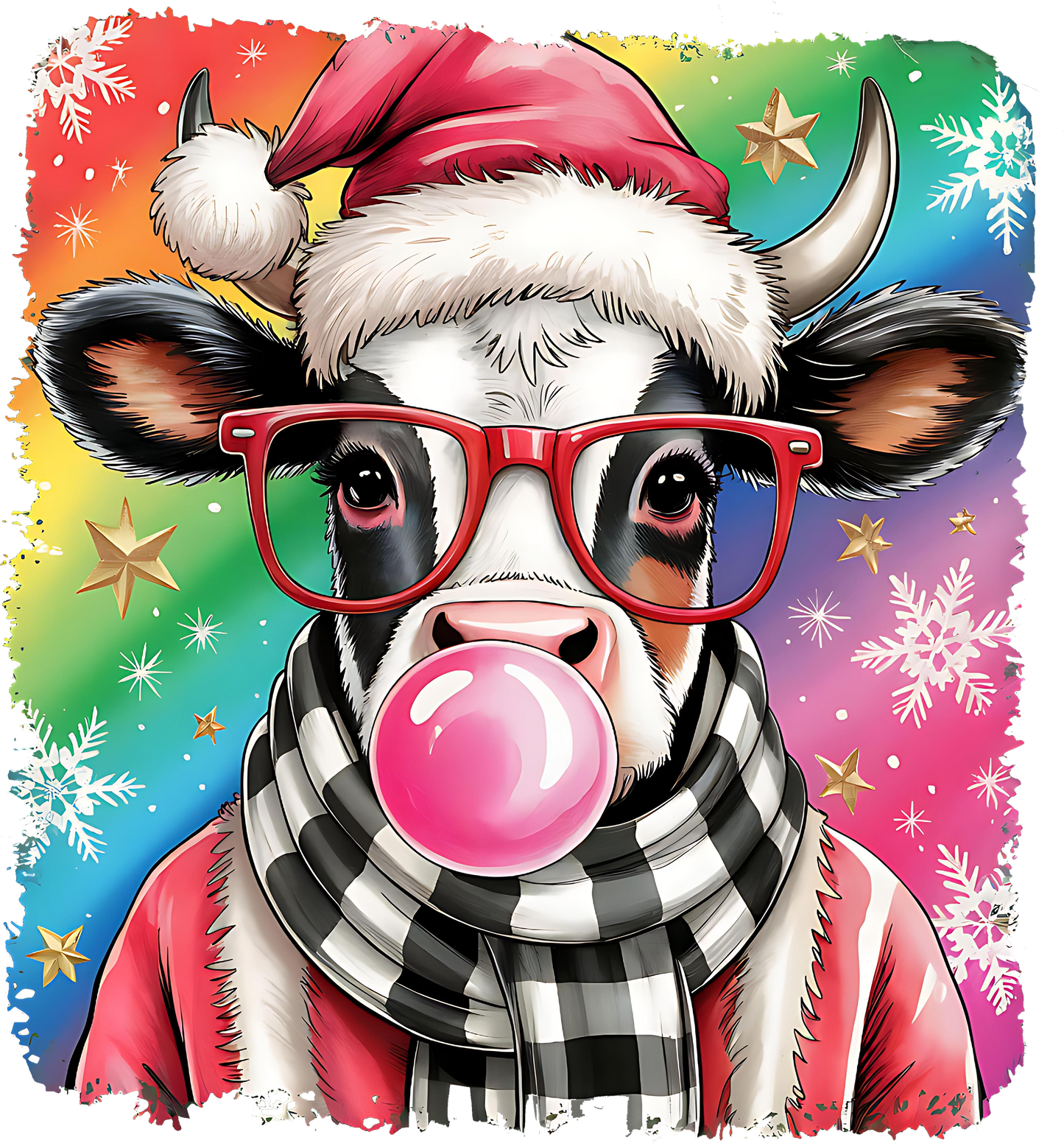 DTF Cute Christmas Cow