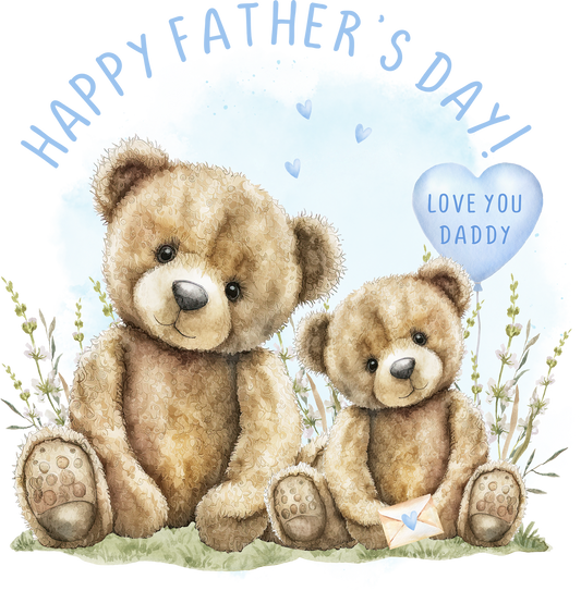 Single UVDTF Happy Father's Day Teddy