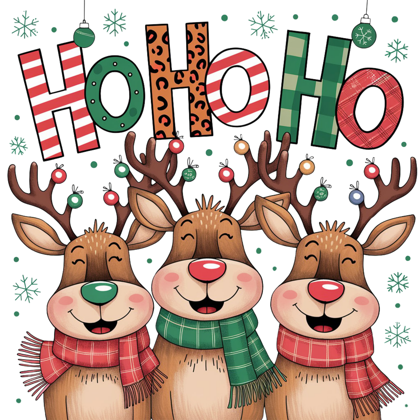 DTF Christmas Reindeer Ho Ho Ho