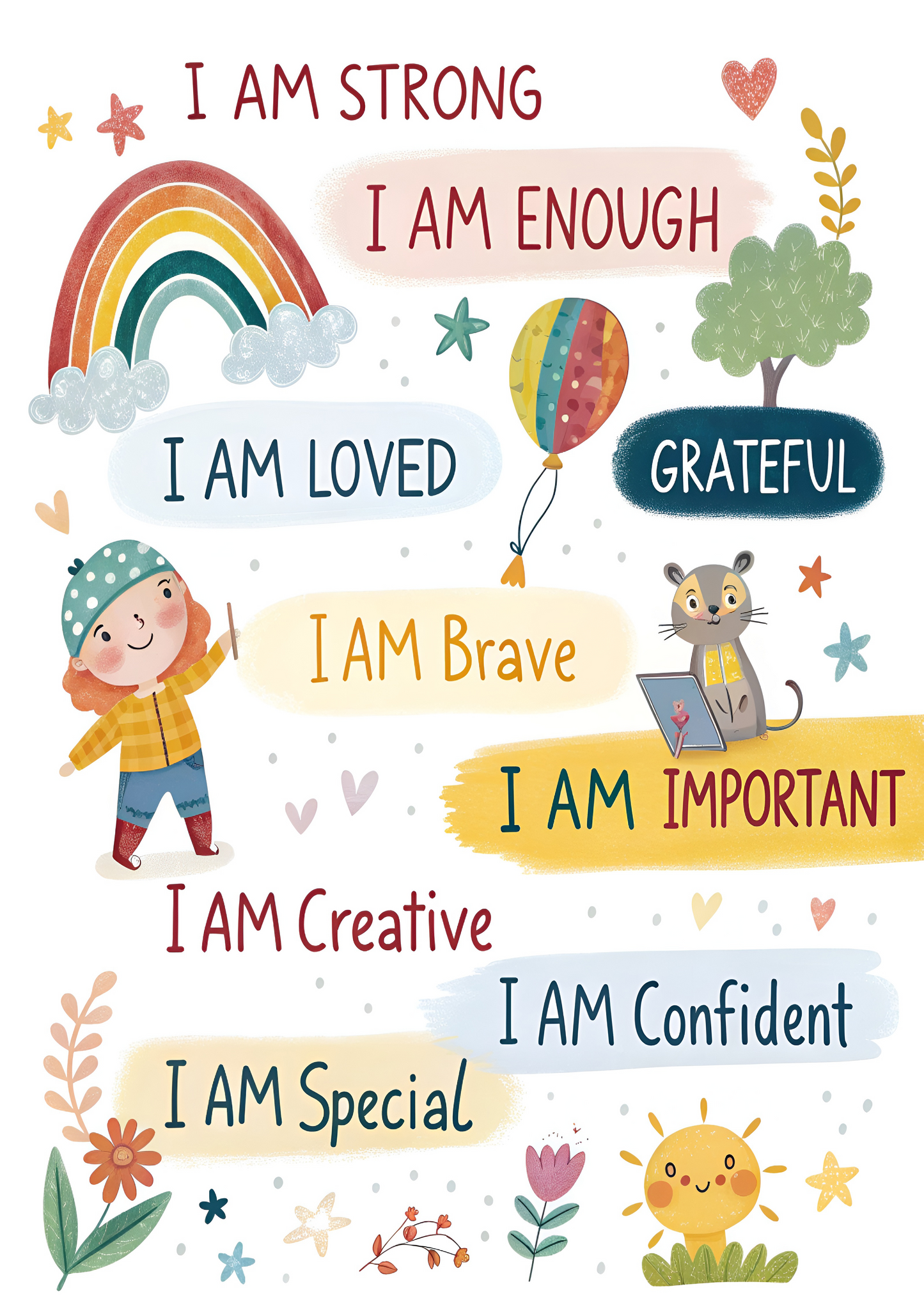 Wall Art Print Child's Positive Affirmation Quotes