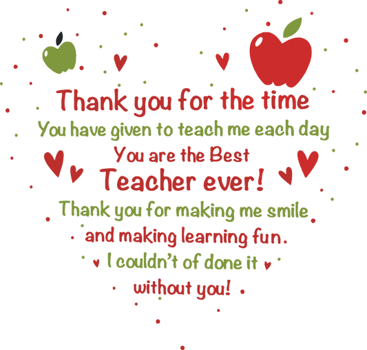 Single UVDTF Teacher Heart Shape