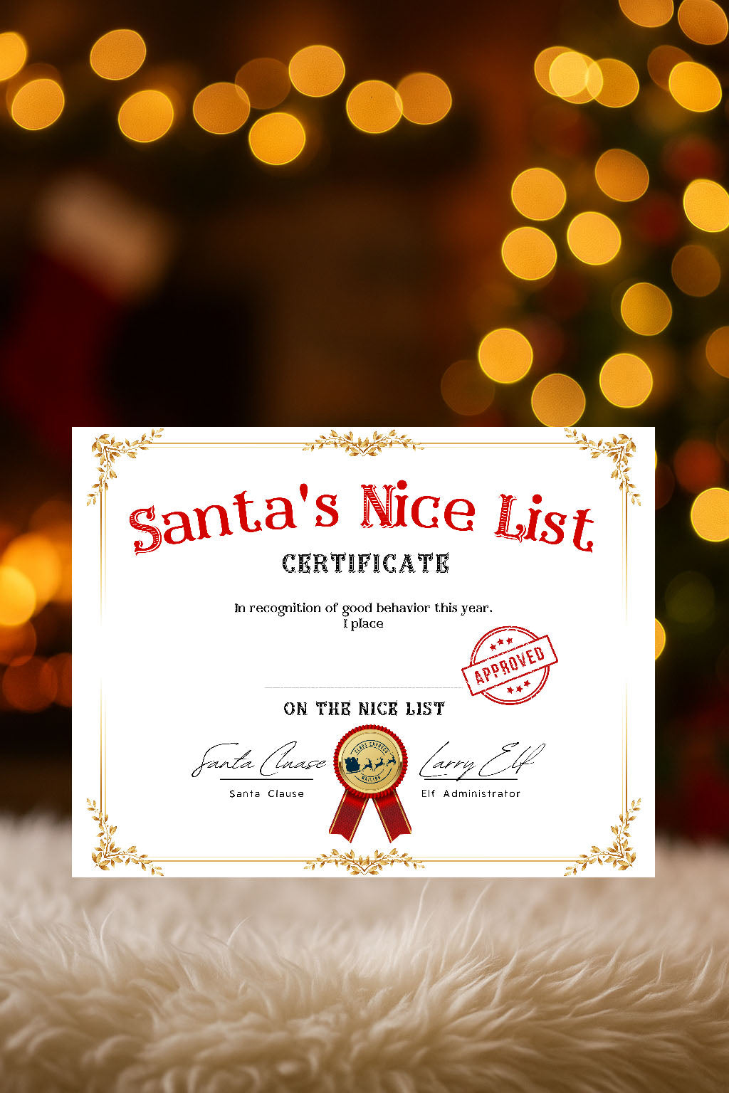 A4 Letter Santa's Nice List Certificate