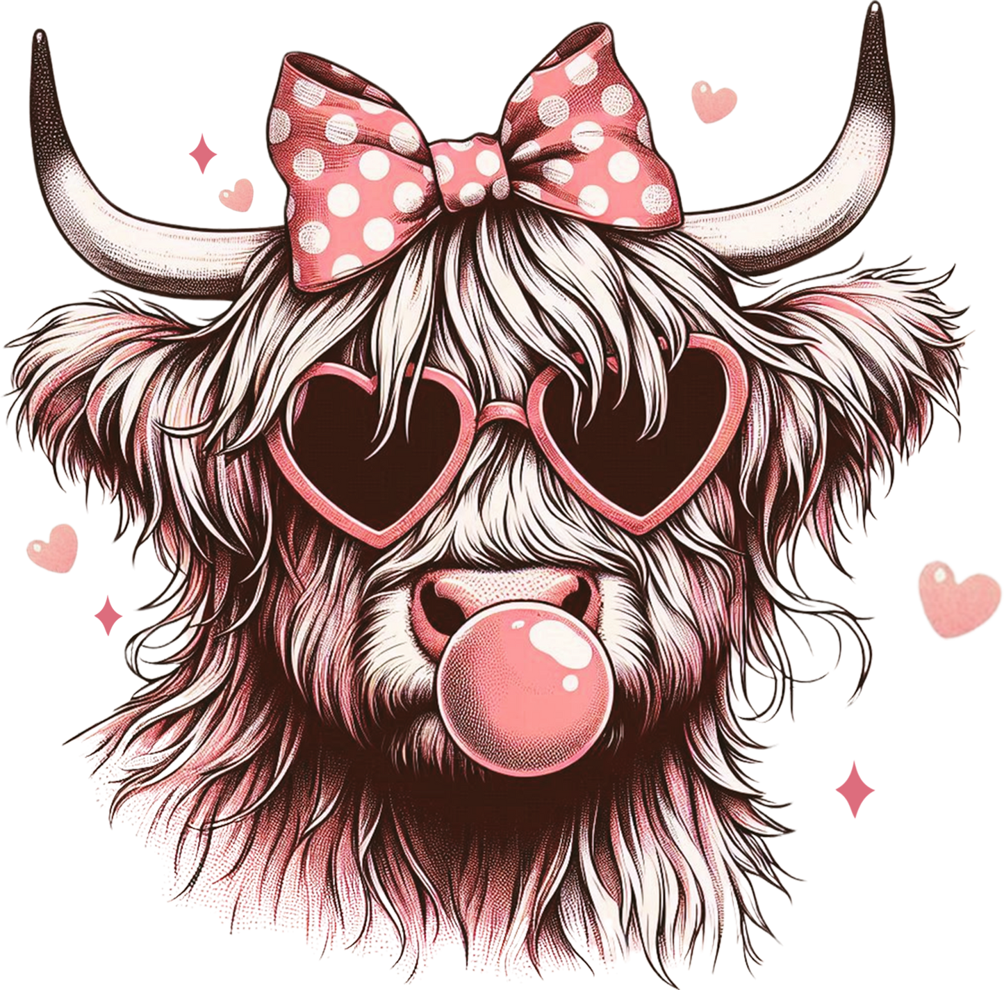 Highland Cow Bubble DTF