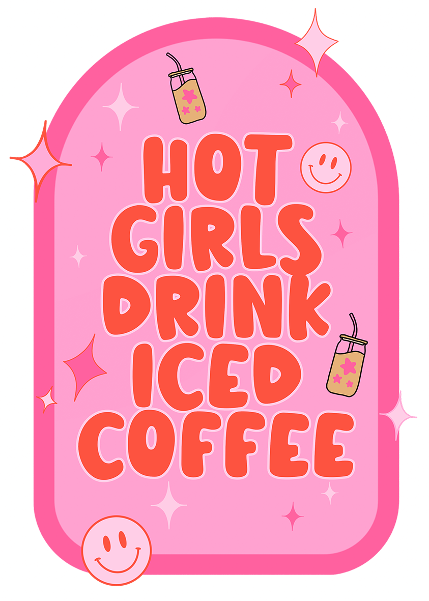 Single UVDTF Hot Girls Drink Iced Coffee