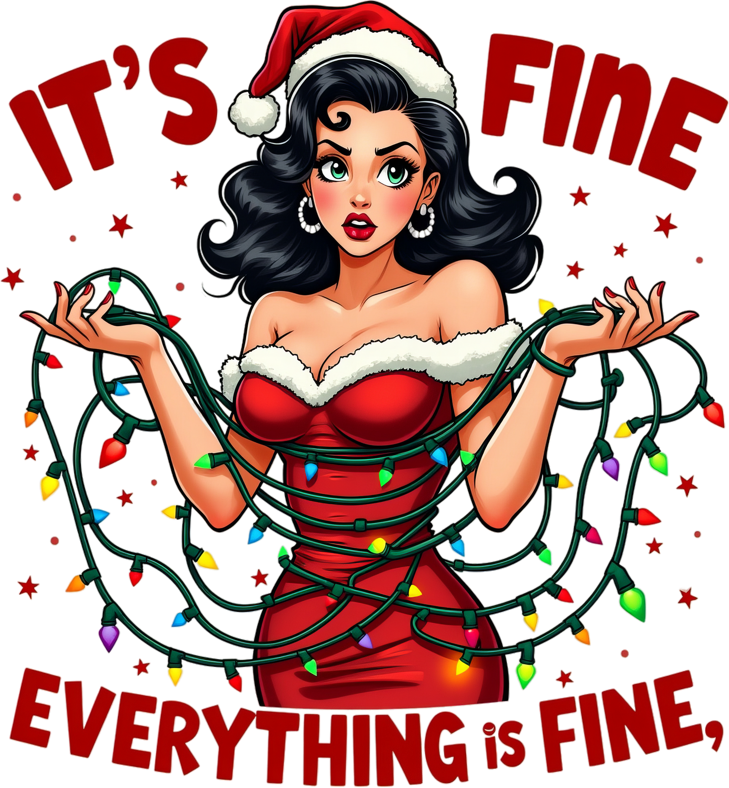 DTF Christmas It's Fine Everything Is Fine