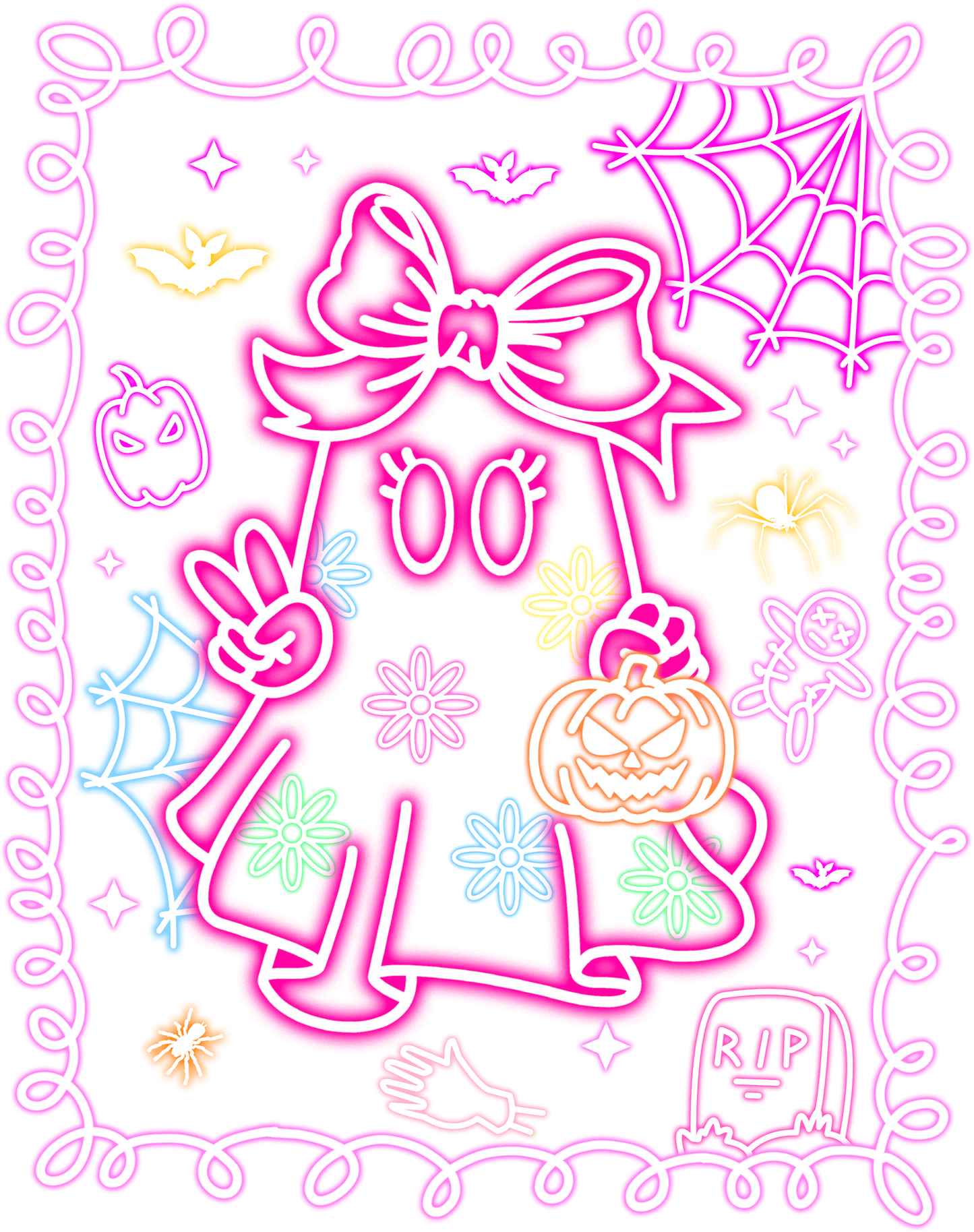 DTF Halloween Neon Effect Pink