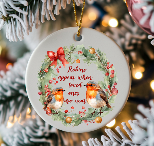 Single UVDTF Robins Appear When Loved Ones Are Near For Ceramic Ornament