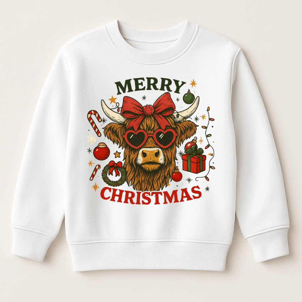 DTF Christmas Highland Cow