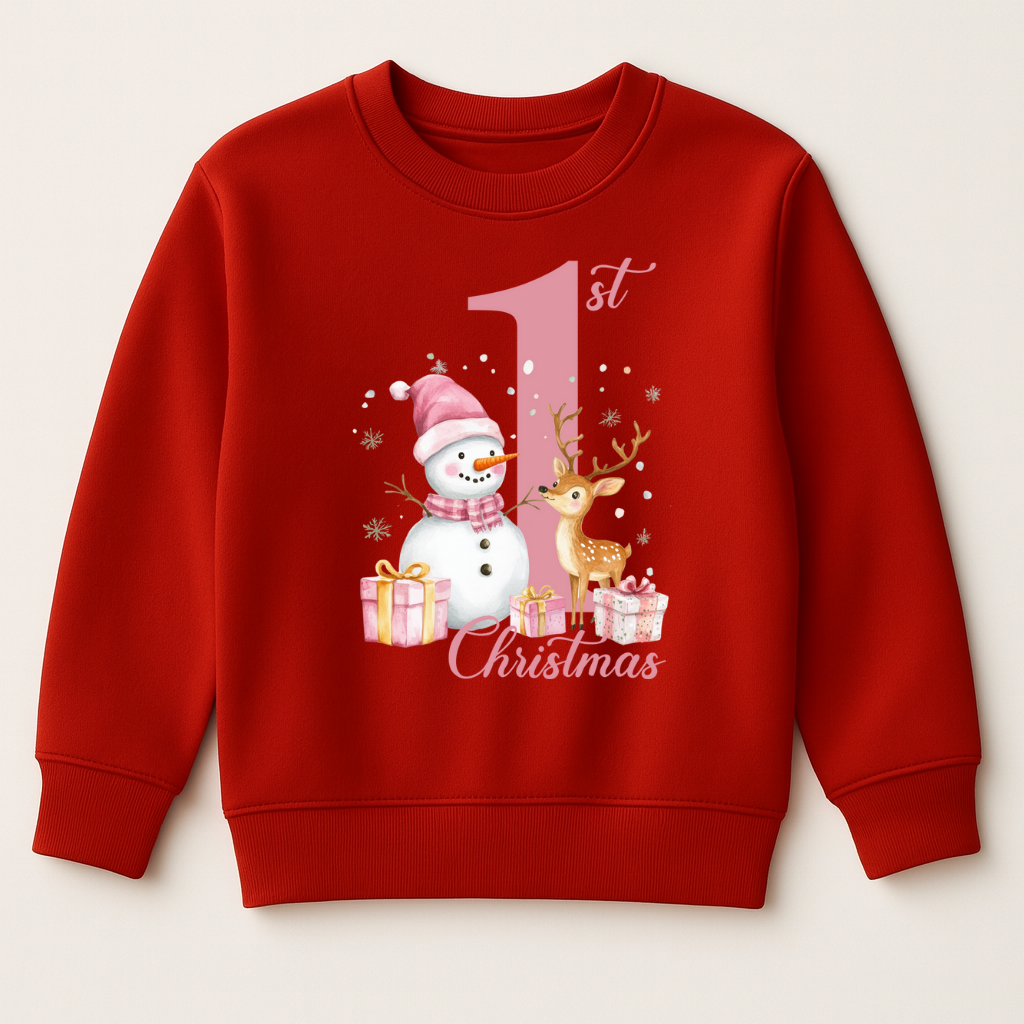 DTF My First Christmas Pink Snowman