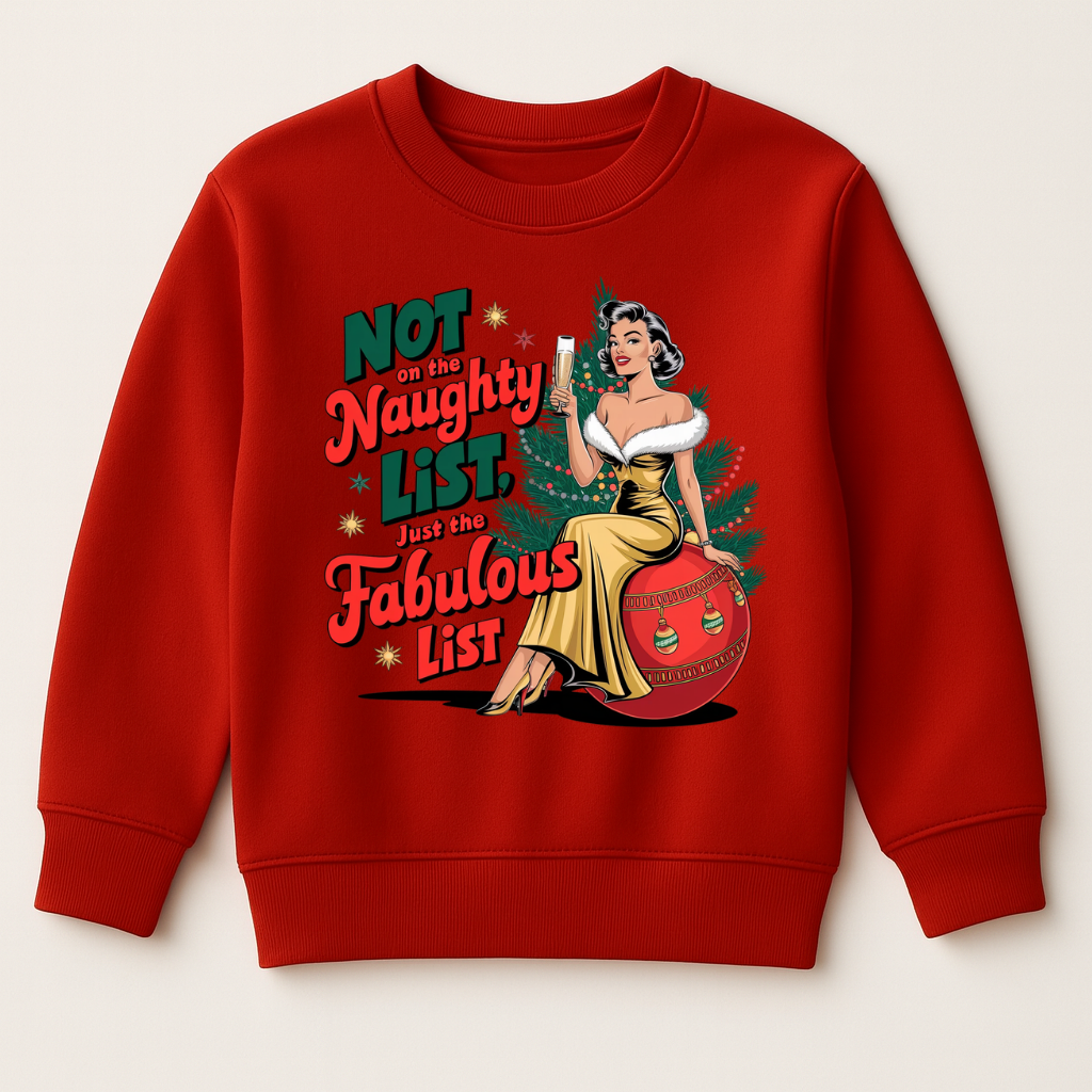 DTF Christmas Not On The Naughty List Just Fabulous