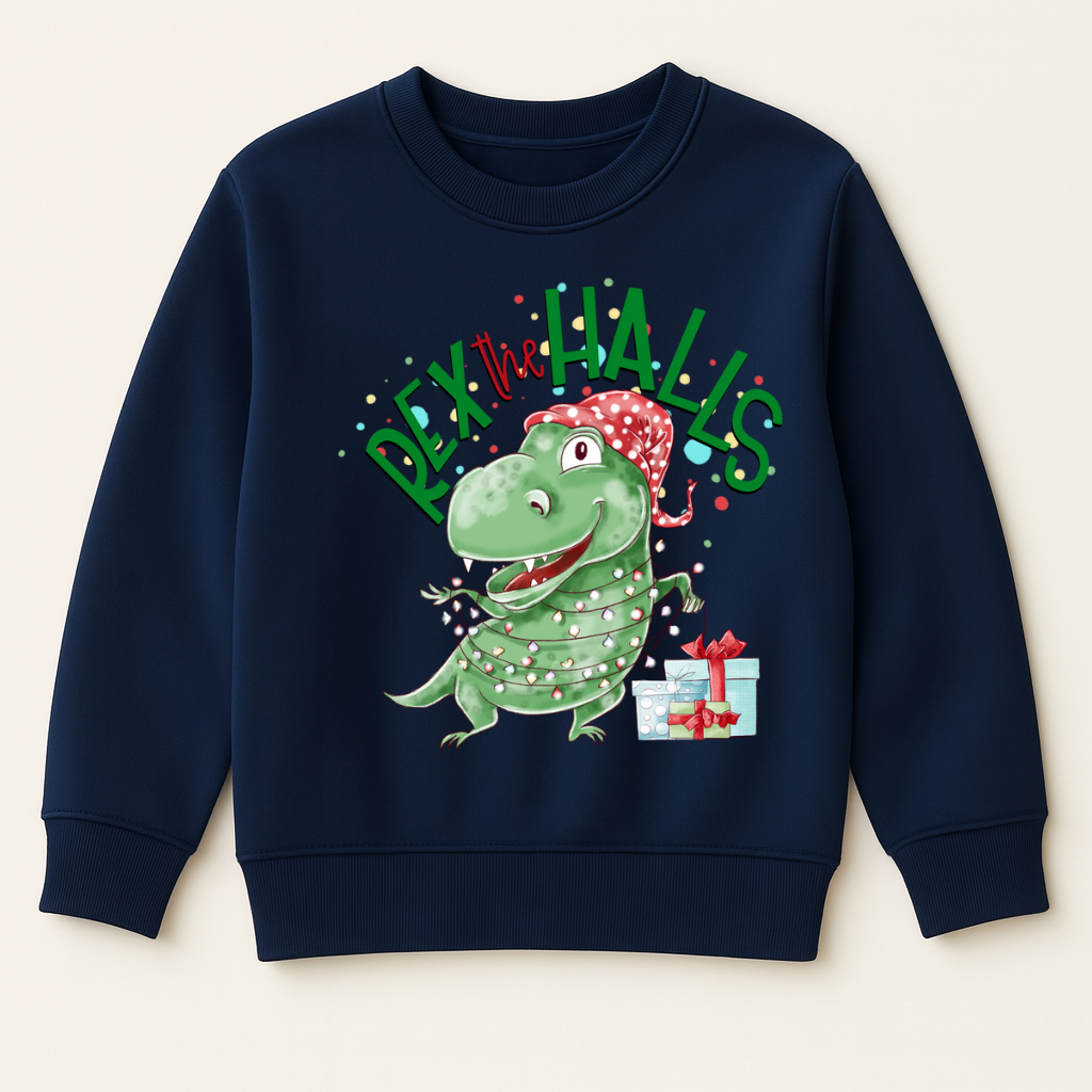 DTF Christmas Rex The Halls Dino