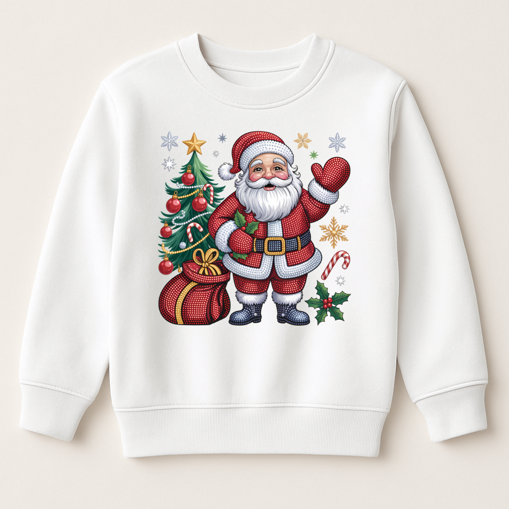 DTF Diamante Effect Santa