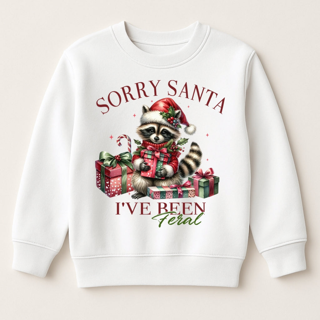 DTF Christmas Sorry Santa I've Been Feral Raccoon