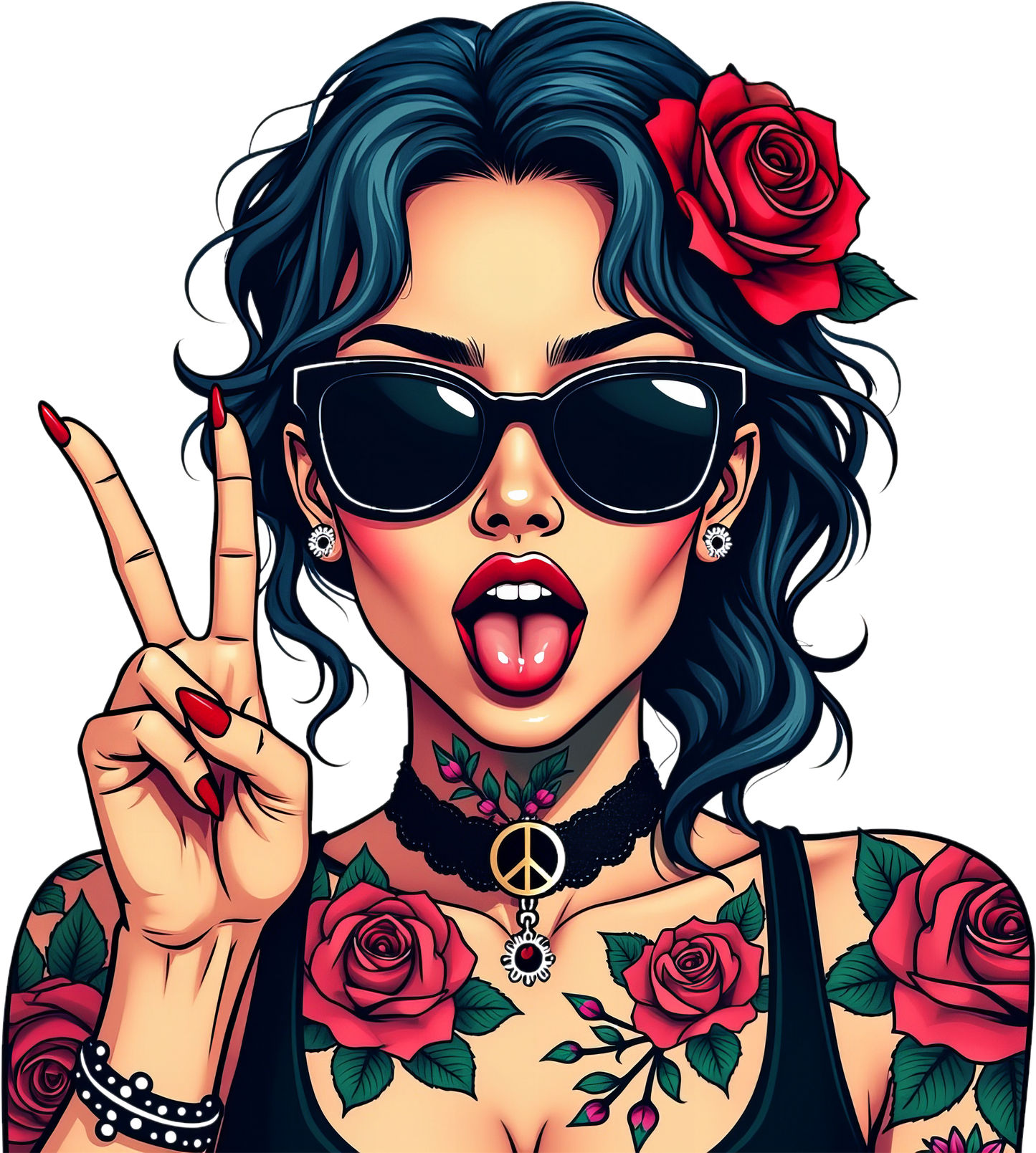 Peace Tattooed Woman DTF