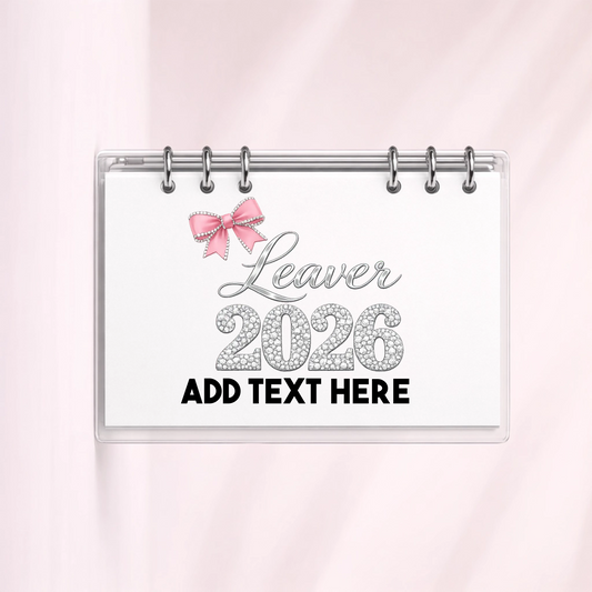 Single UV DTF Leaver 2026 Diamante Effect Bow Add Your Text