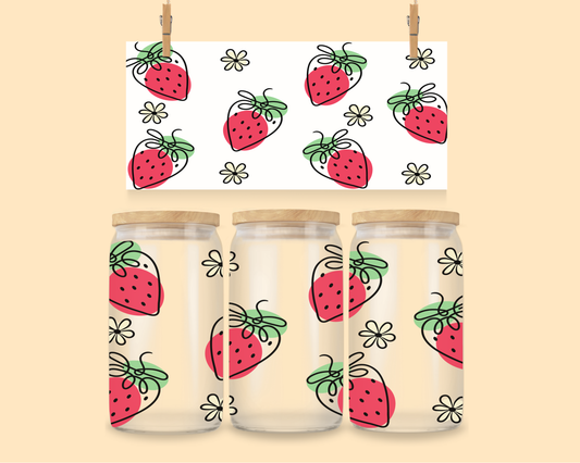 16oz Libbey Wrap UVDTF Strawberry