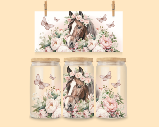 16oz UVDTF Wrap Floral Horse