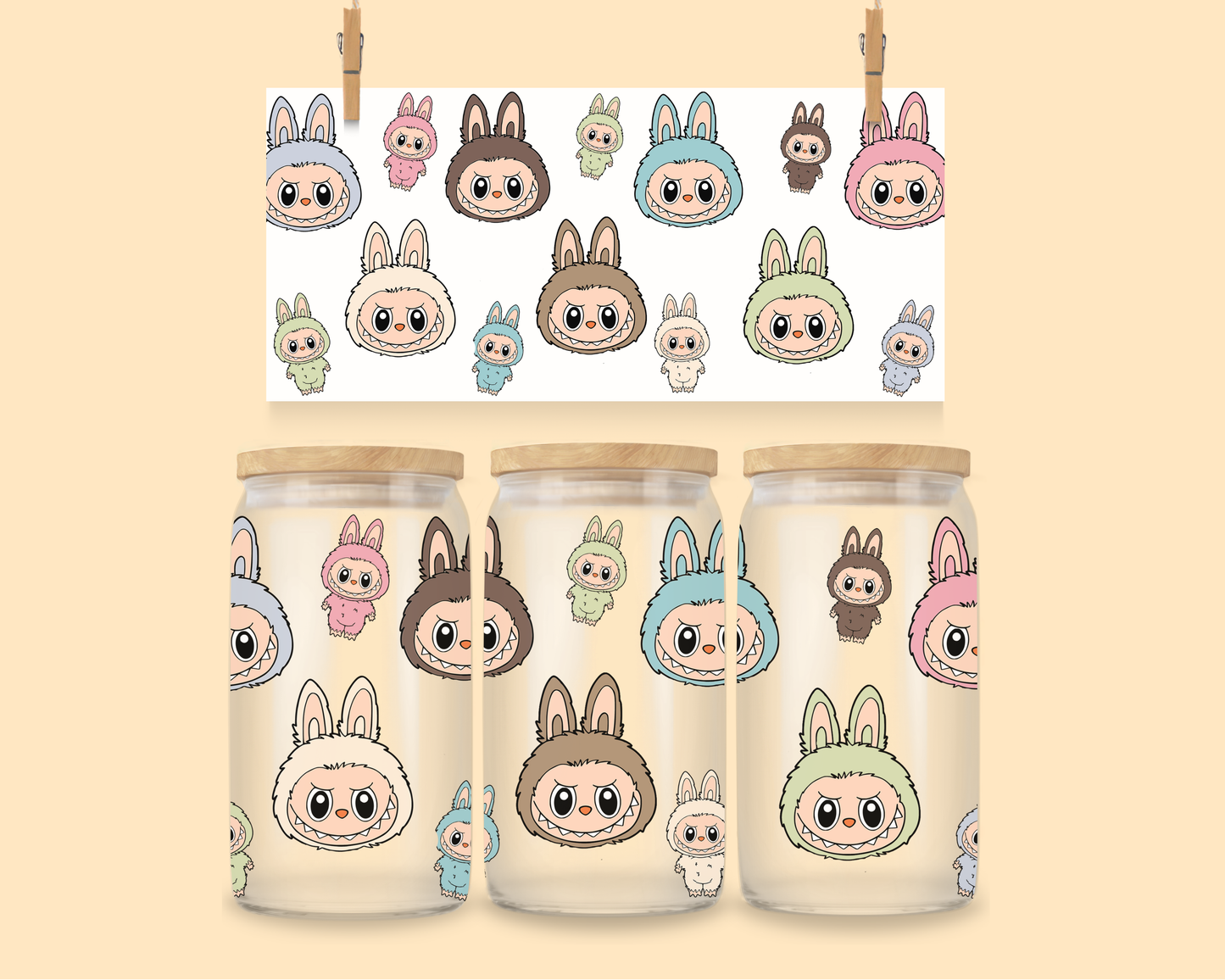 16oz Libbey Wrap UVDTF The Monsters