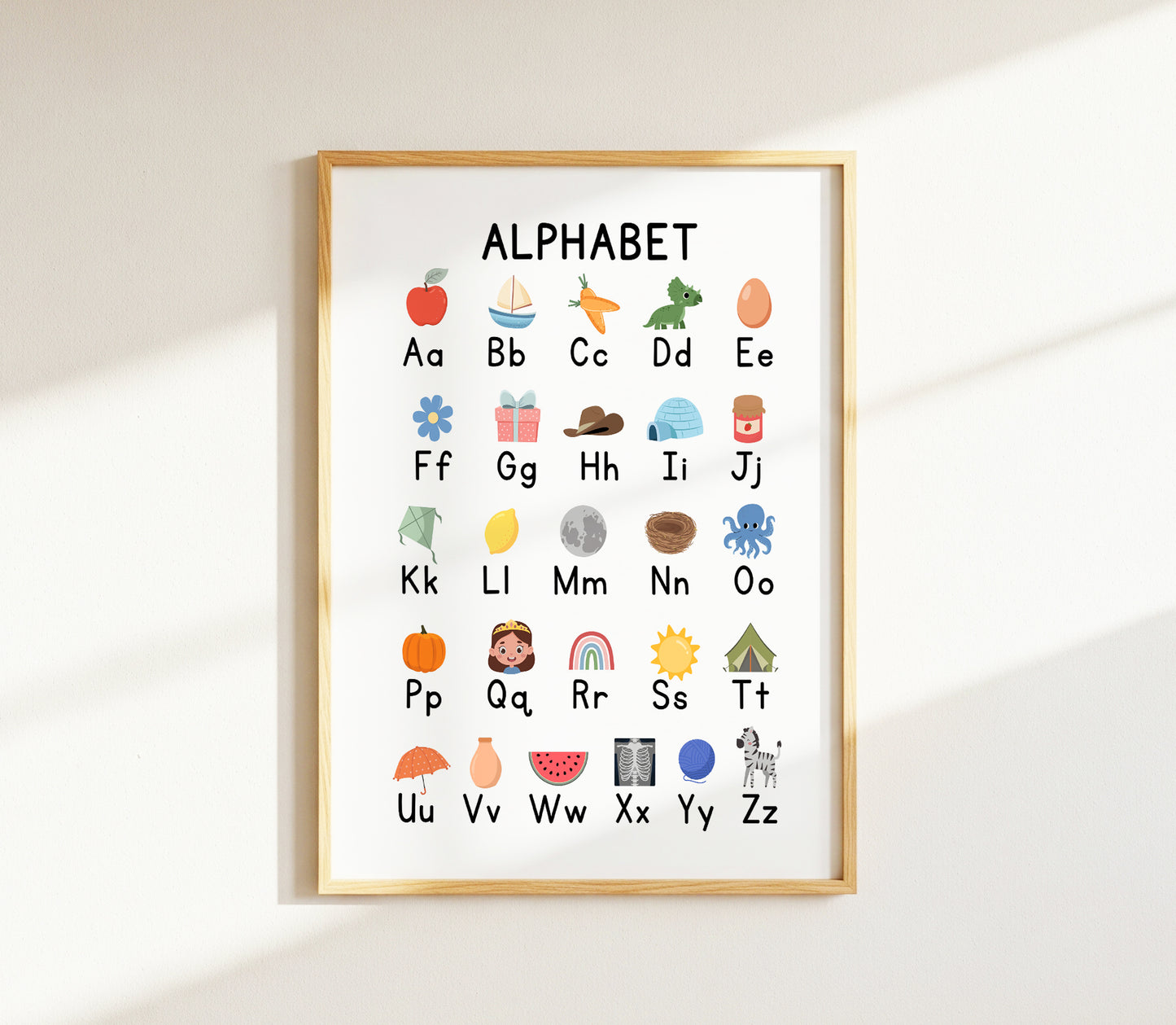 Wall Art Alphabet Chart Print Educational Decor