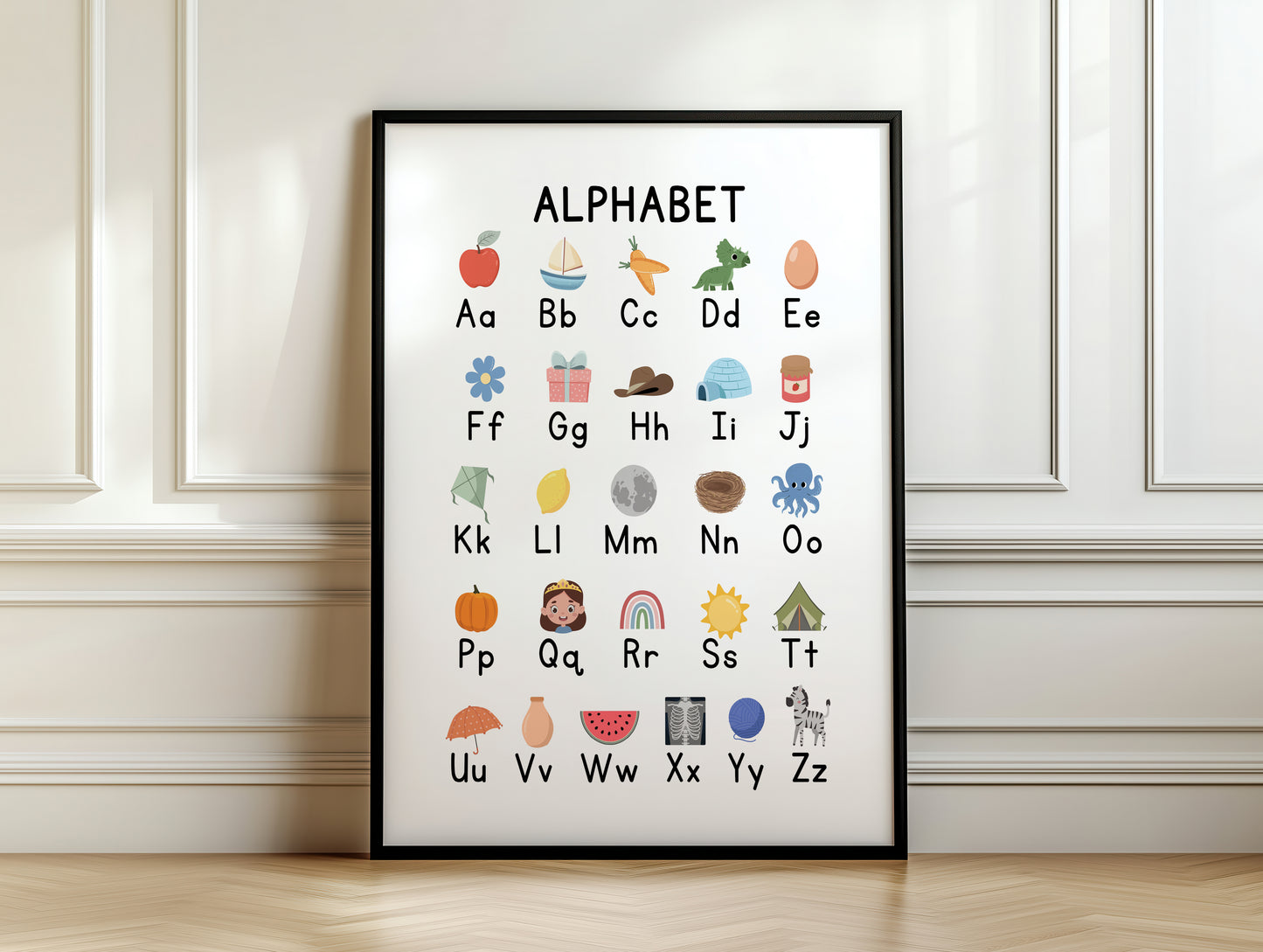 Wall Art Alphabet Chart Print Educational Decor