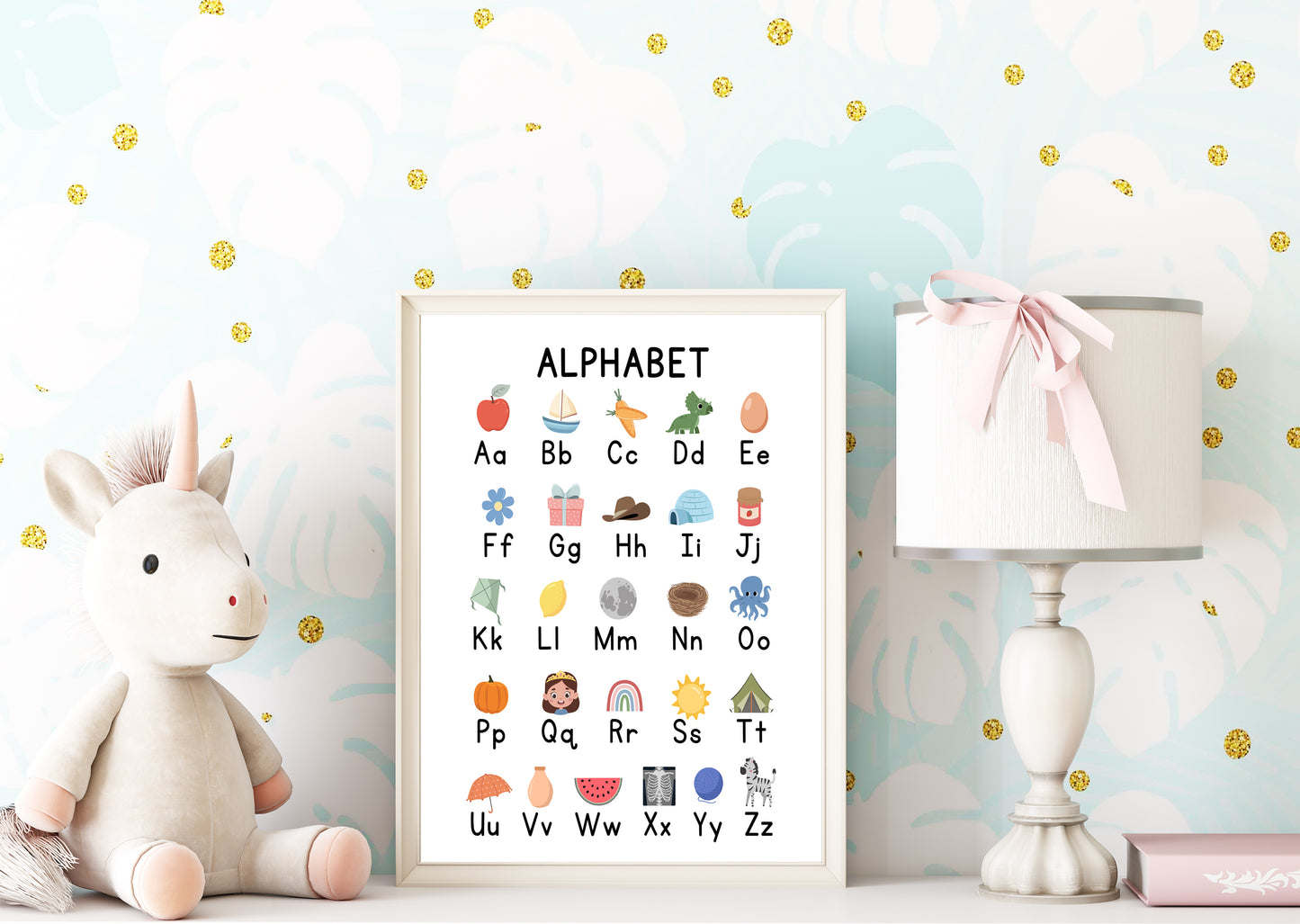 Wall Art Alphabet Chart Print Educational Decor