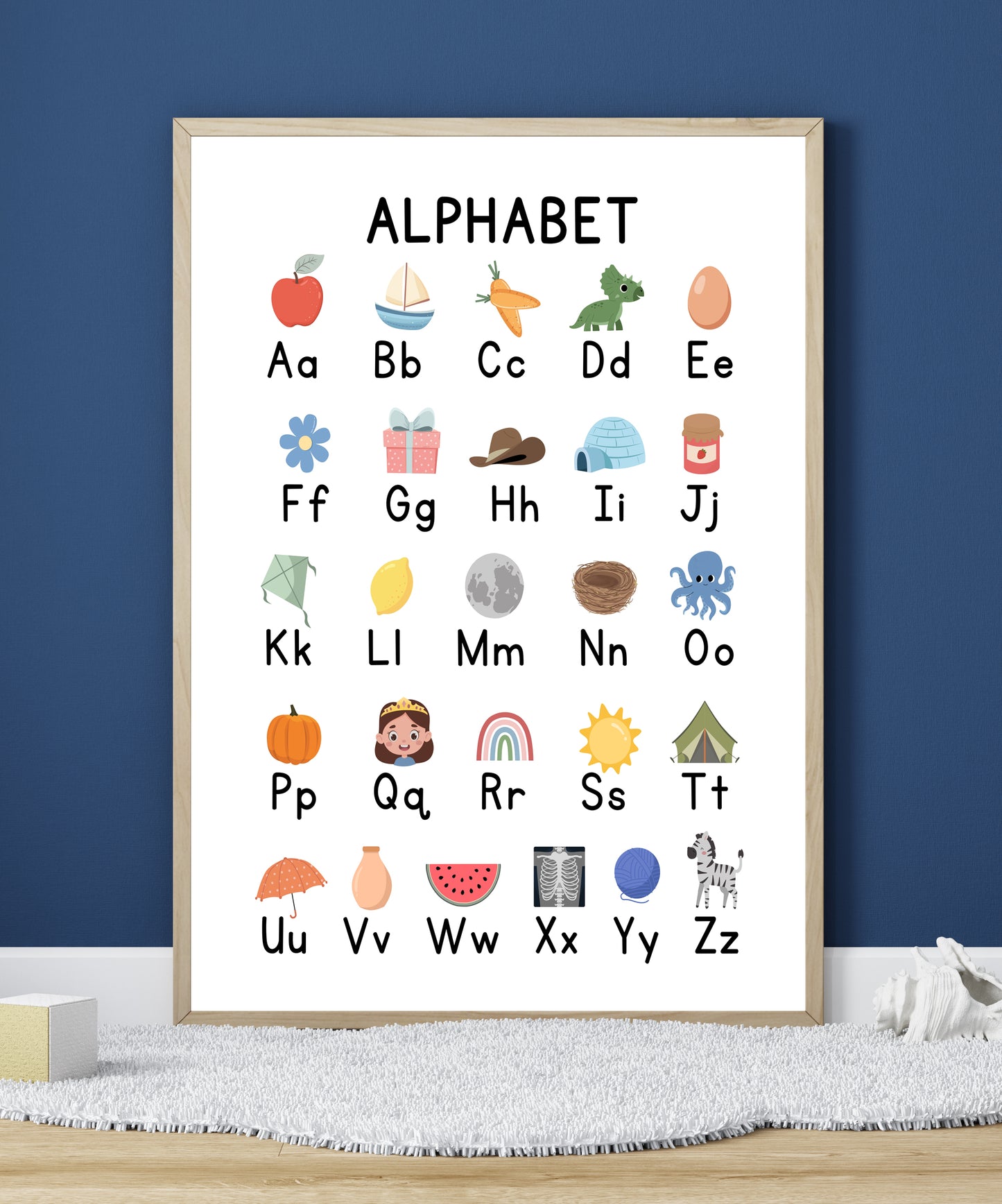Wall Art Alphabet Chart Print Educational Decor