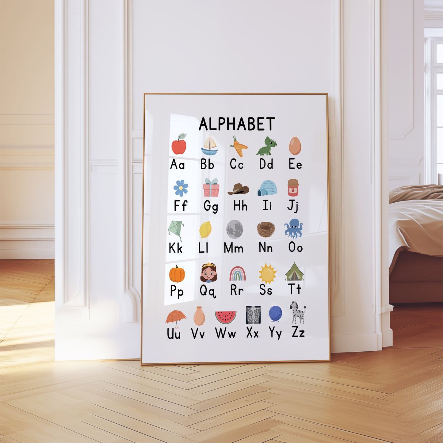 Wall Art Alphabet Chart Print Educational Decor