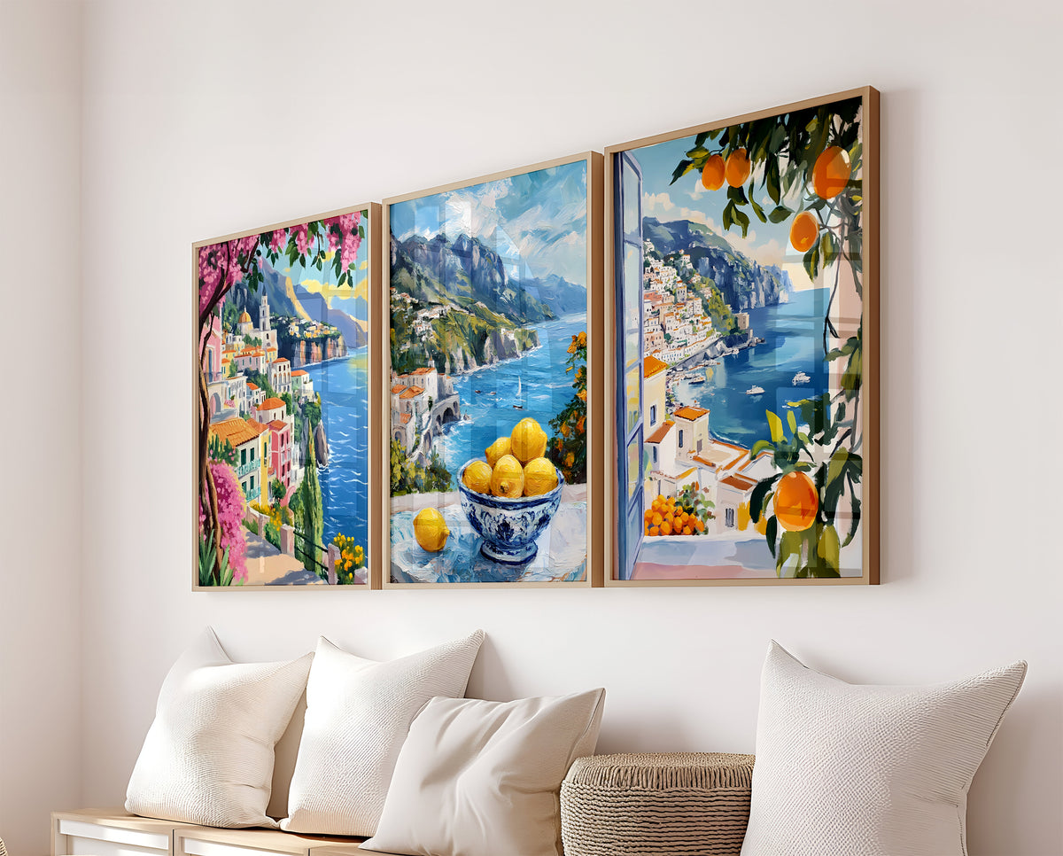Set Of 3 Prints Amalfi Coast Wall Art