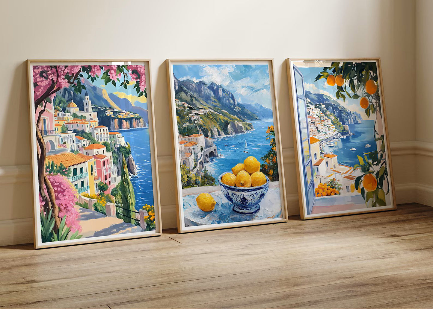Set Of 3 Prints Amalfi Coast Wall Art