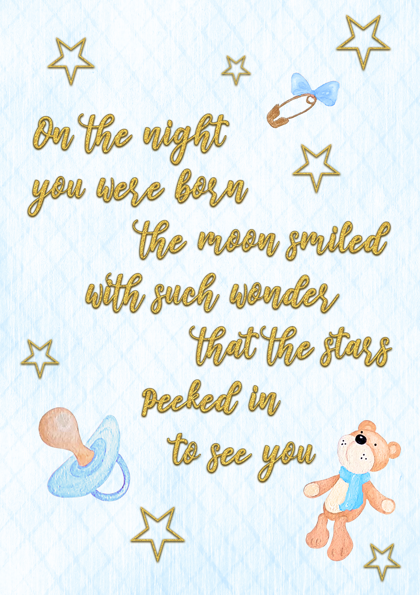 Baby Boy Nursery Bedroom Set Of 3 Wall Art Prints