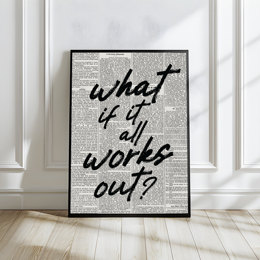Black Quote Newspaper Background Wall Art Print