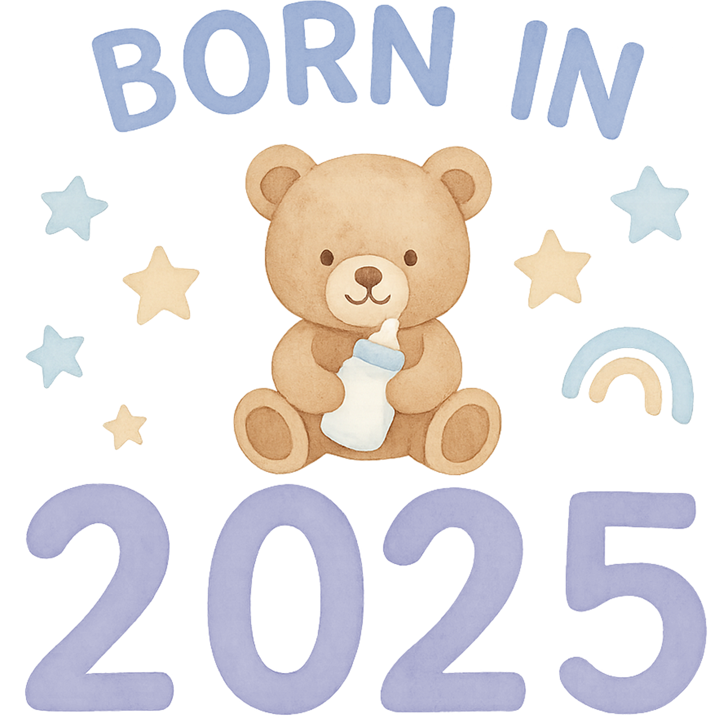 Single UVDTF Born In 2025 Blue Teddy