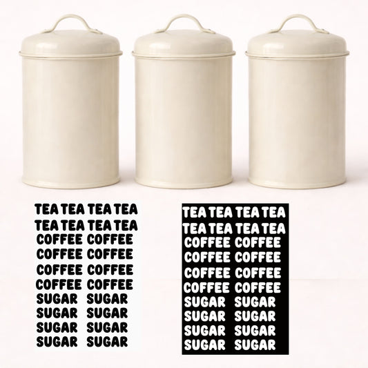 UV DTF Pre Made Tea, Coffee, Sugar Caddy Black Or White