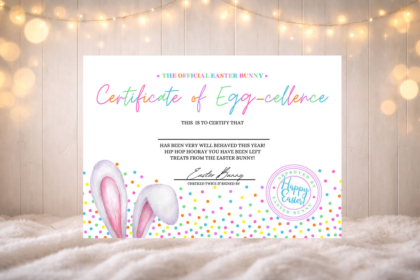 A4 Easter Bunny Certificate
