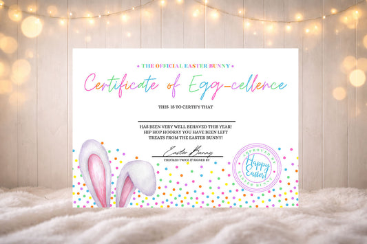 A4 Easter Bunny Certificate