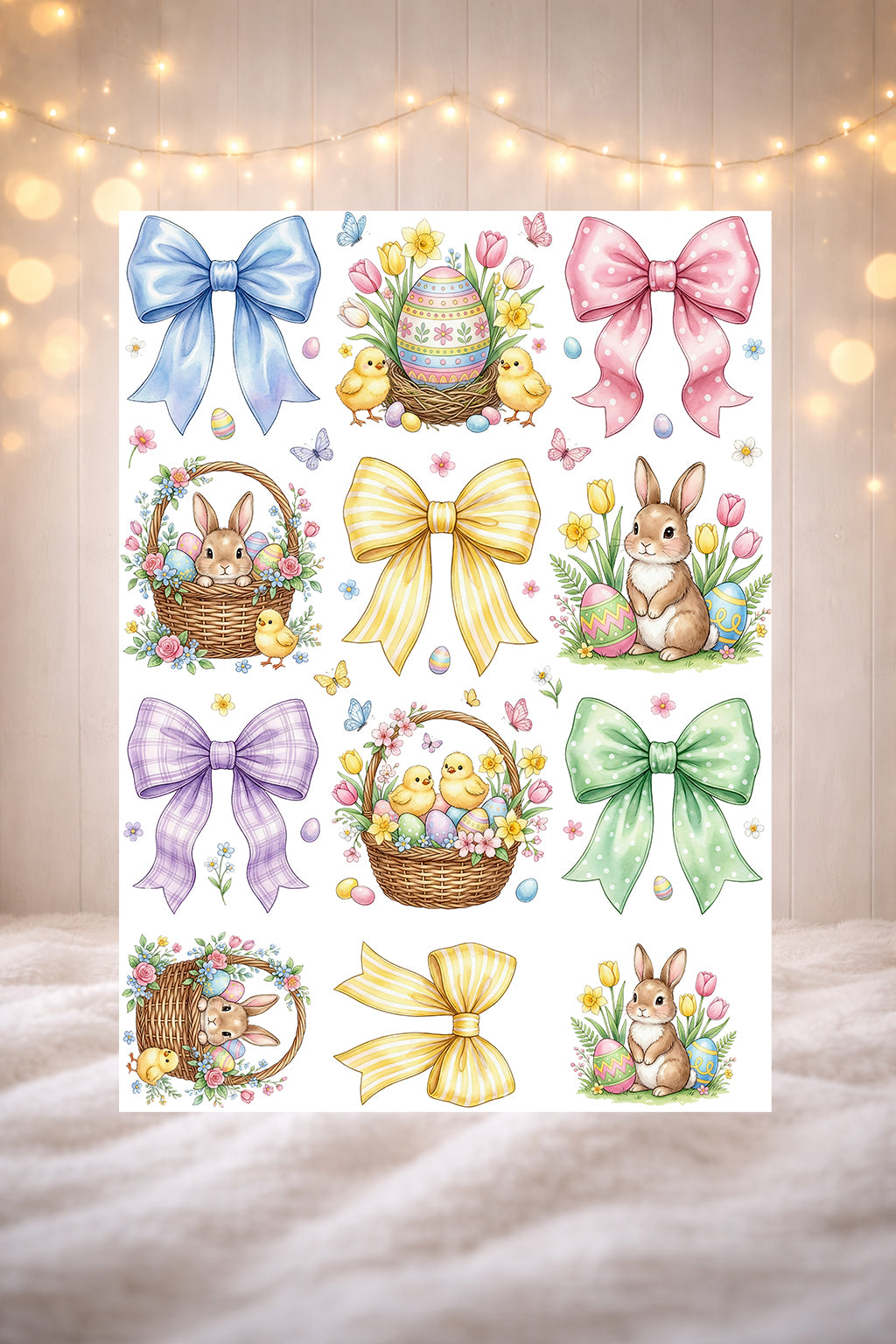UV DTF Pre Made Easter Bunny & Bow Gang Sheet
