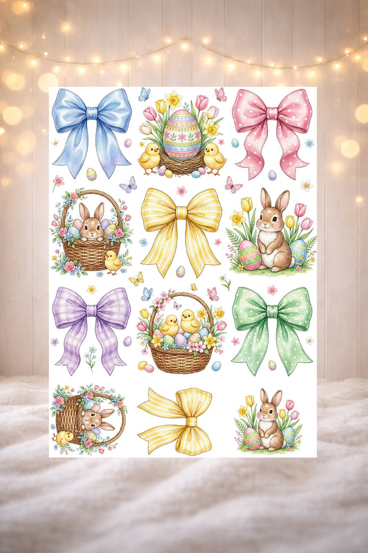 UV DTF Pre Made Easter Bunny & Bow Gang Sheet