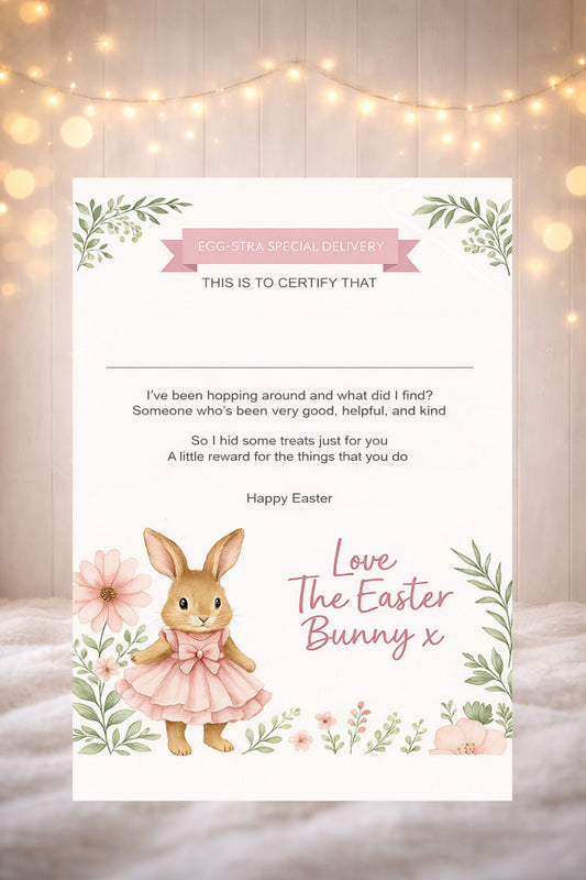 10 x A4 Easter Bunny Pink Certificate