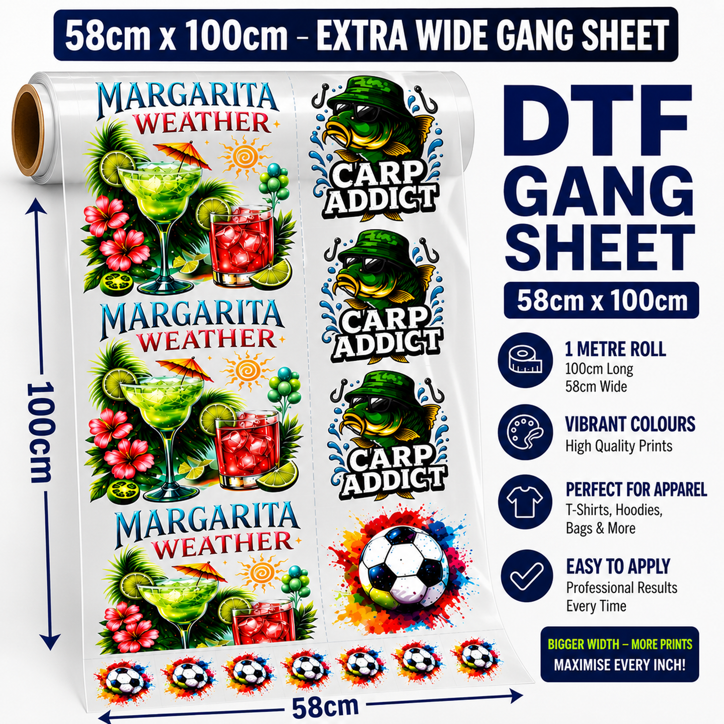 Custom DTF Transfer Sheet 58cm x 100cm