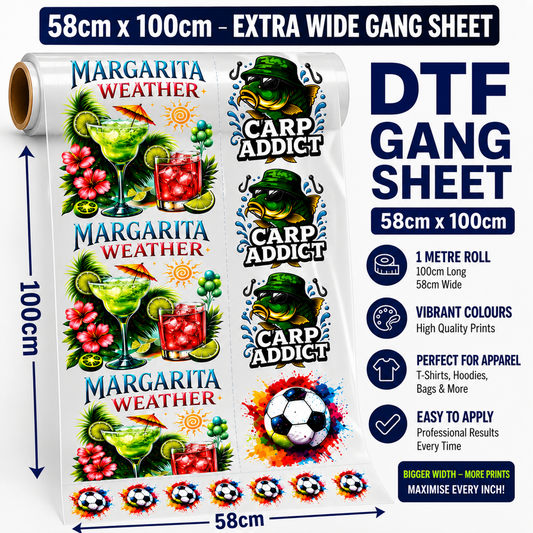 Ready To Press 58cm x 100cm DTF Gang Sheet Choose Clipart Or Add Your Own