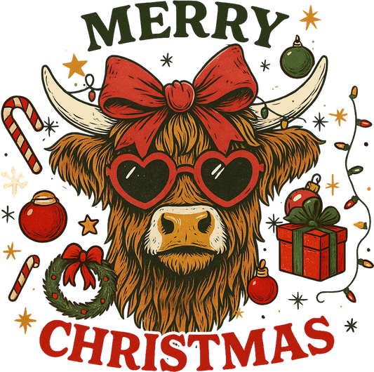 DTF Christmas Highland Cow