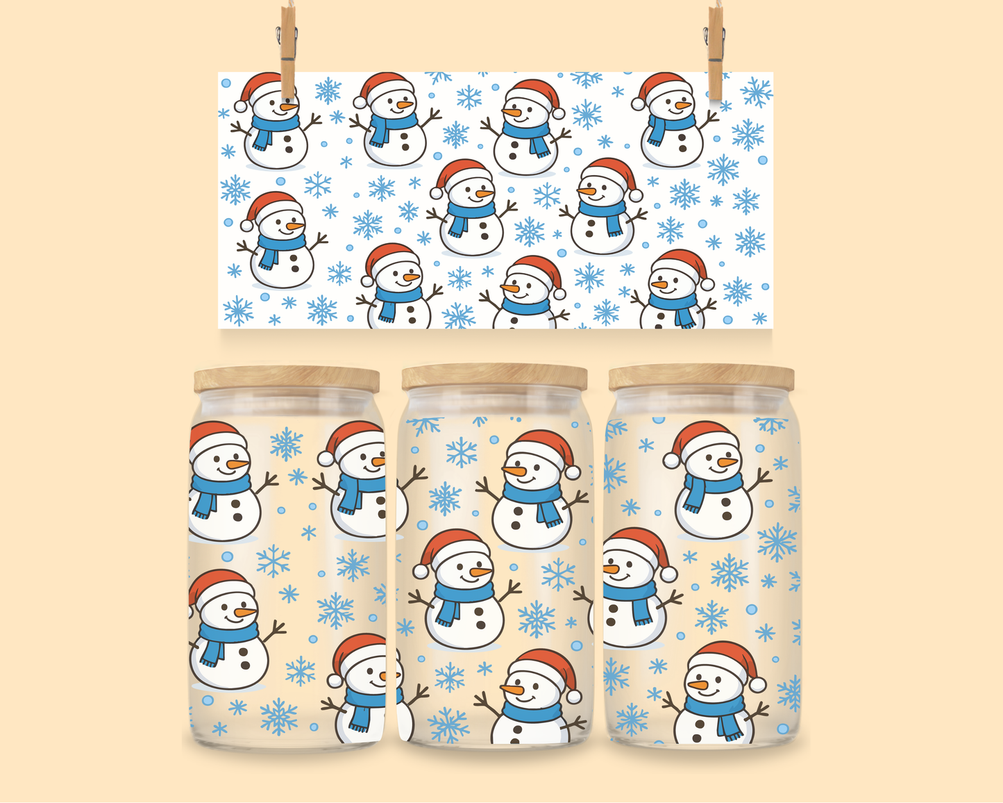 16oz UVDTF Snowmen