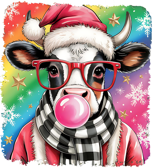 DTF Cute Christmas Cow
